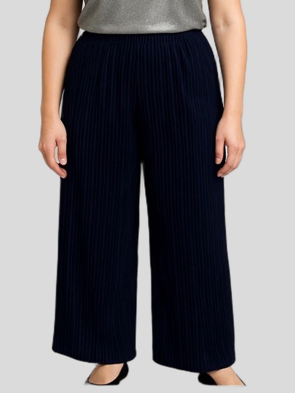 VERO MODA Navy Blue Wide Leg Pleated Pants 3X